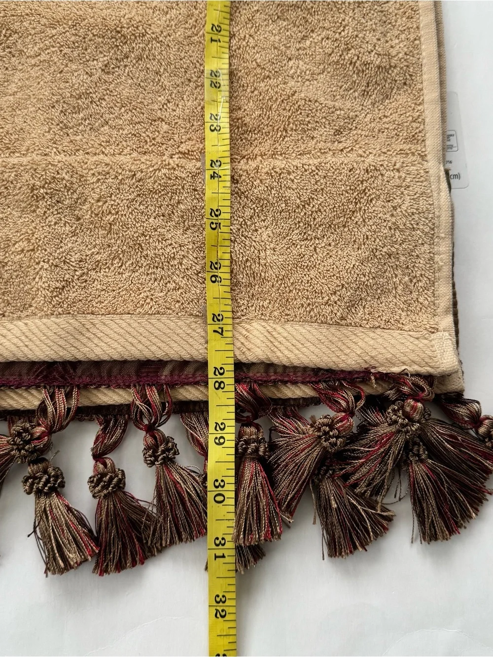 Vintage Croscill Flocked Damask French 3Pc Towel Set Gold Bath Hand Tassels Deco